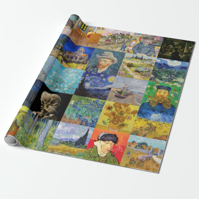 Papel De Presente Vincent van Gogh - Masterworks Mosaic Patchwork (Desenrolado)