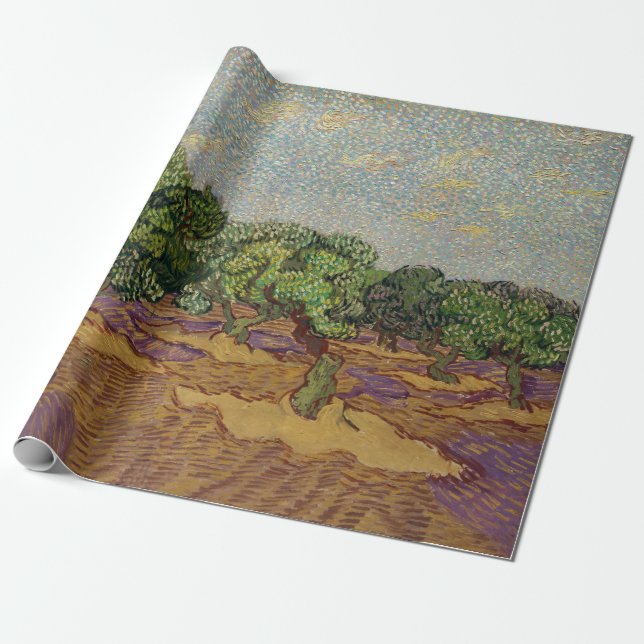 Papel De Presente Vincent van Gogh - Oliveiras (Desenrolado)