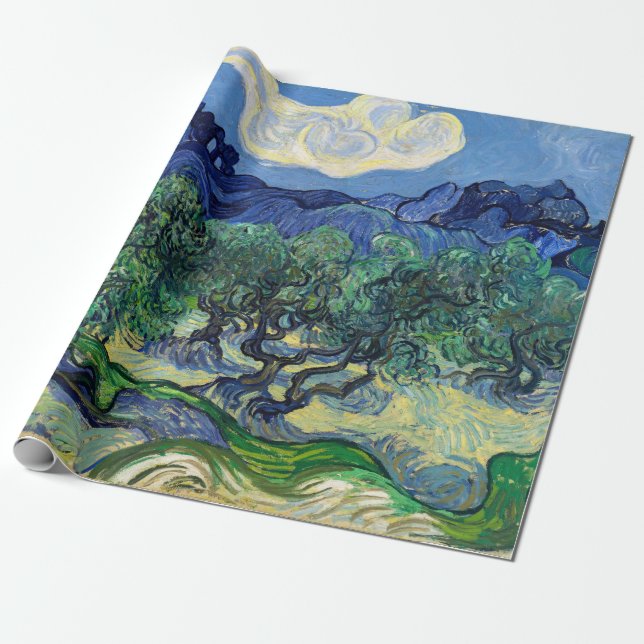 Papel De Presente Vincent van Gogh - Oliveiras com os Alpilles (Desenrolado)