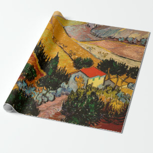 Papel De Presente Vincent van Gogh - Paisagem, Casa e Lavrador
