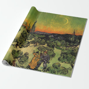 Papel De Presente Vincent Van Gogh Paisagem enluarada