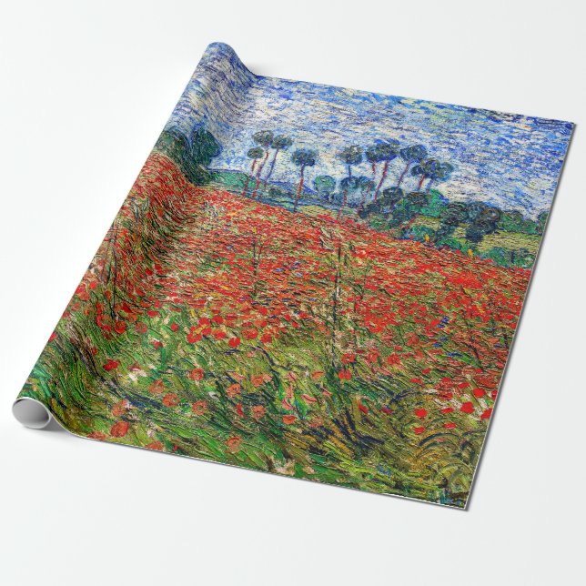Papel De Presente Vincent van Gogh - Poppy Field (Desenrolado)
