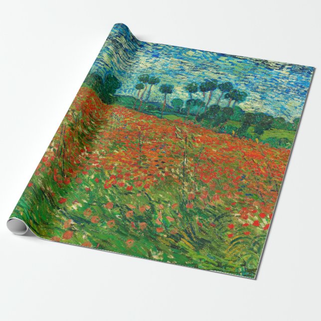 Papel De Presente Vincent Van Gogh Poppy Field Fine Art (Desenrolado)