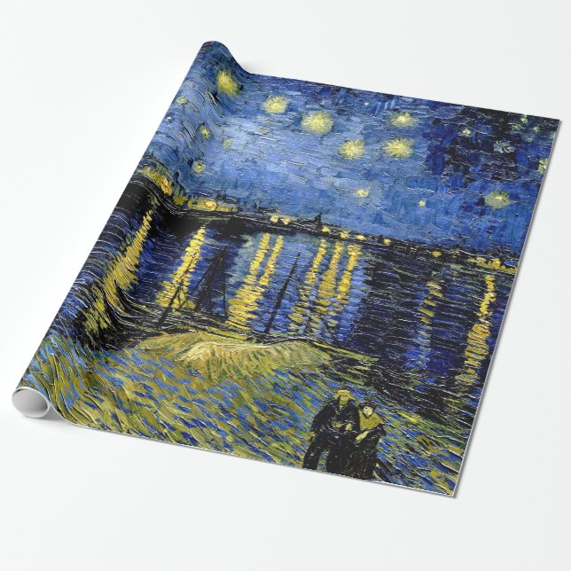 Papel De Presente Vincent Van Gogh Starry Night 1888 Wrapping Paper (Desenrolado)