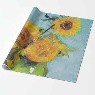 Papel De Presente Vincent Van Gogh - Três Girassóis num Vaso