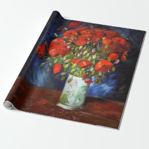 Papel De Presente Vincent Van Gogh Vase com papas vermelhos de arte
