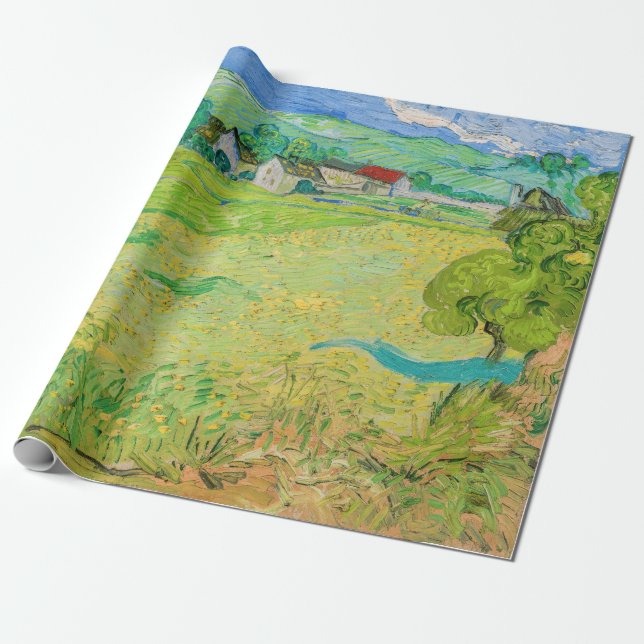 Papel De Presente Vincent van Gogh - Vista dos navios perto de Auver (Desenrolado)