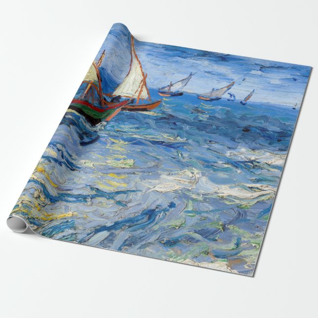 Papel De Presente Vincent van Gogh - Vista marinha em Saintes-Maries (Desenrolado)