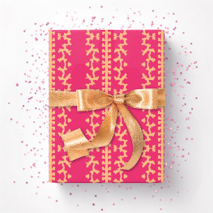 Papel De Presente Vinha de Cutwork em Rosa e Laranja