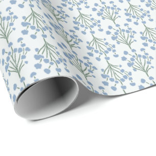 Papel De Presente Vinhas Botânicas Macias   Sinistra Elegante Azul