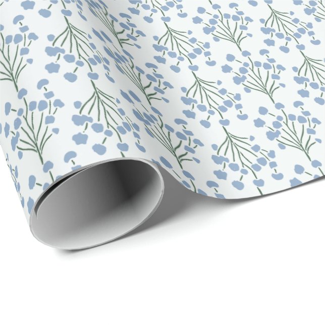Papel De Presente Vinhas Botânicas Macias | Sinistra Elegante Azul (Ponta do rolo)