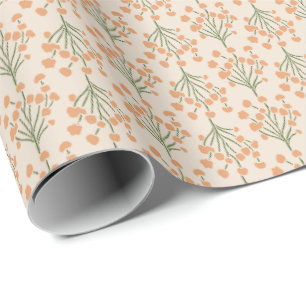 Papel De Presente Vinhas Botânicas Suaves Damasco Elegante e Silen