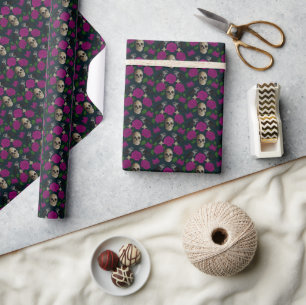 Papel De Presente Vinhas Rosa de Grãos Góticos Escuros Raven Cor-de-