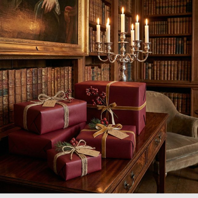 Papel De Presente Vinho Clássico Elegante Burgundy Molho De Presente (Criador carregado)