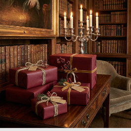 Papel De Presente Vinho Clássico Elegante Burgundy Molho De Presente