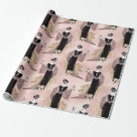 Papel De Presente Vinho de Deco de Arte Cor-de-Rosa Dourada e Esbran<br><div class="desc">Rosa ouro e pincel cor-de-rosa pincelado papel de embrulho de vintage wine art nouveau.</div>