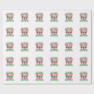Papel De Presente Vinho de Natal Vermelho Maravilhoso Design