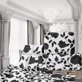 Papel De Presente Vinho Floral Preto, Branco