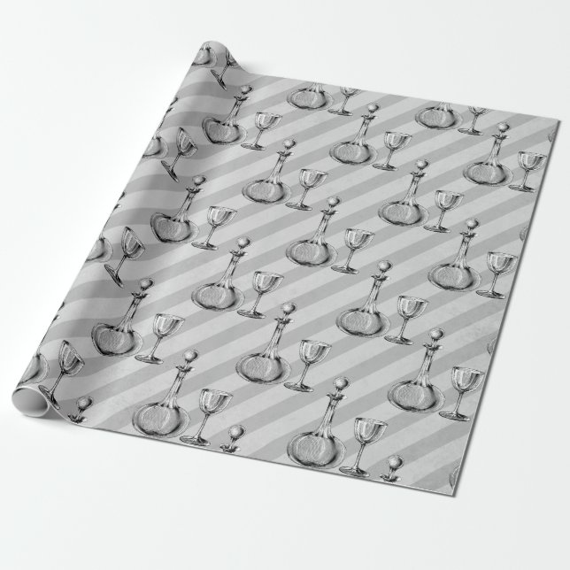 Papel De Presente Vinho Francês Vintage temático (Desenrolado)