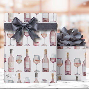 Papel De Presente Vinho Rosé Elegante Rosa Bege