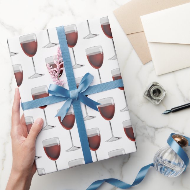 Papel De Presente Vinho Vermelho Em Branco (Presentear)