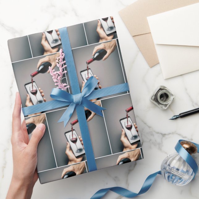 Papel De Presente Vinho Vermelho Indo para um Smartphone (Presentear)