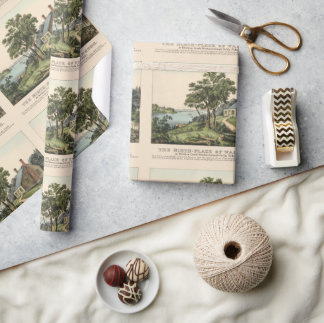 Papel De Presente Vintage 1732 George Washington Birthplace Pattern