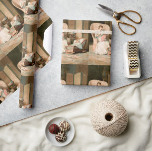 Papel De Presente Vintage 1888 Mãe e Bebê Dormindo, Restaurado