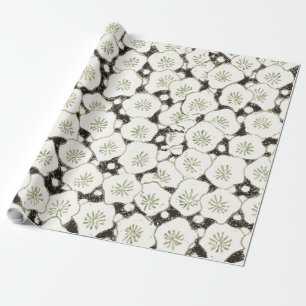 Papel De Presente Vintage 1902 Japonês Floral: Flor Branca Preta