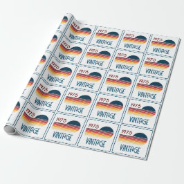 Papel De Presente Vintage 1975 Retro Stripe Sun 50th Birthday