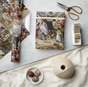 Papel De Presente Vintage A Primeira Ação De Graças 1621 Jean Ferris
