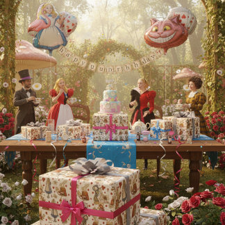 Papel De Presente Vintage Alice no País das Maravilhas