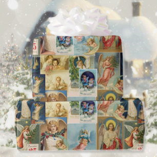 Papel De Presente Vintage Angel Victorian Christmas Cards Coluna