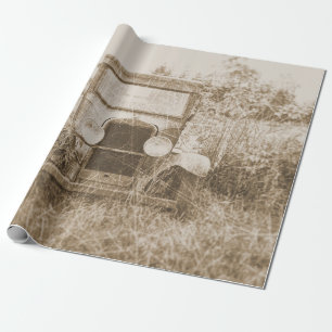 Papel De Presente Vintage Antiga Sepia Carro Textura Rústica Antica