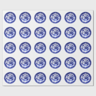 Papel De Presente Vintage Antique Blue Willow Pattern cerca de 1790