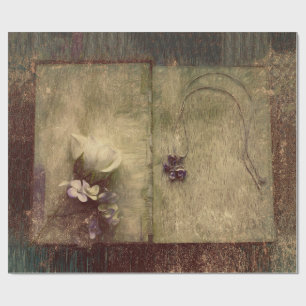 Papel De Presente Vintage Antique Sepia Brown Floral Antiga Textura