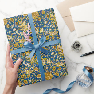 Papel De Presente Vintage Arte Floral Azul Cherwell de William Morri