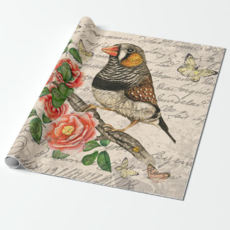 Papel De Presente Vintage Bird Floral Butterflies Ephemera Decoupage