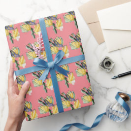 Papel De Presente Vintage bird with fruta