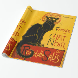 Papel De Presente Vintage Black Cat Art Nouveau Paris Cute Chat Noir
