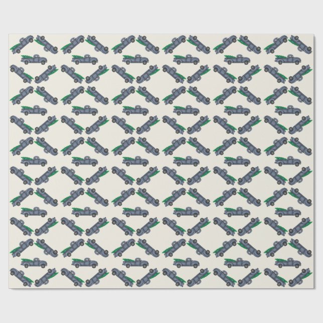 Papel De Presente Vintage Blue Christmas Tree Wrapck Wrappaper (Aberto)