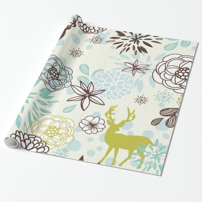 Papel De Presente Vintage Blue Deer (Desenrolado)
