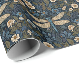Papel De Presente Vintage blue Dragonfly