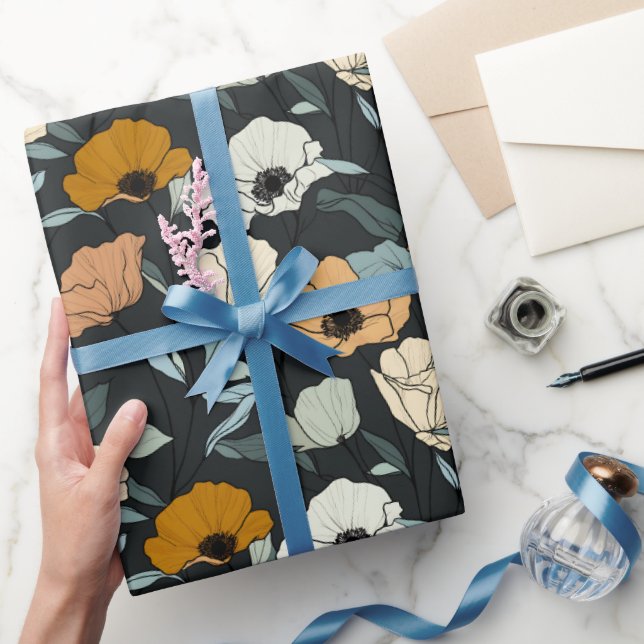 Papel De Presente Vintage Boho Poppies Patterno (Presentear)