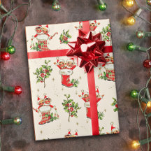 Vintage Bonita Retrora Elfos Vermelhos de Natal