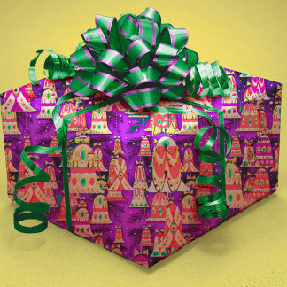 Papel De Presente Vintage bonitinha retro sinos coloridos Púrpura de