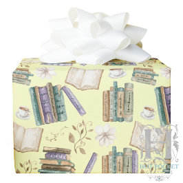 Papel De Presente Vintage Books Gift Wrapping Paper - Yellow