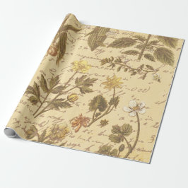 Papel De Presente Vintage Botanical Floral