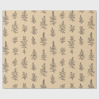 Papel De Presente Vintage Botanical Herb Pattern – Neutral Floral