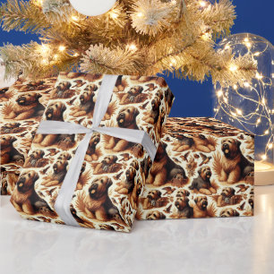 Papel De Presente Vintage Briard Dog Seamless